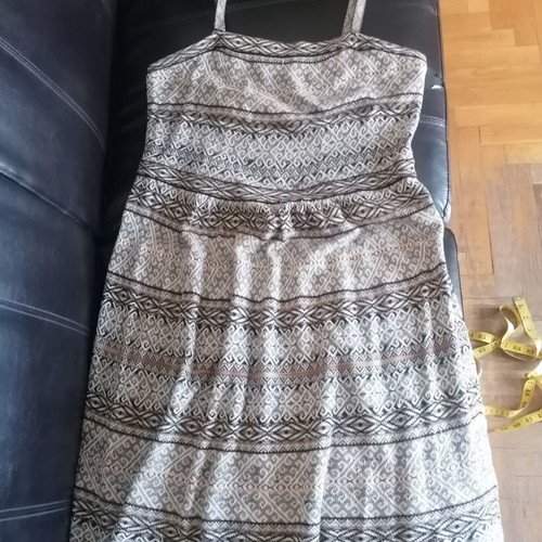 Peruvian Connection cotton dress used, black and beige, size L