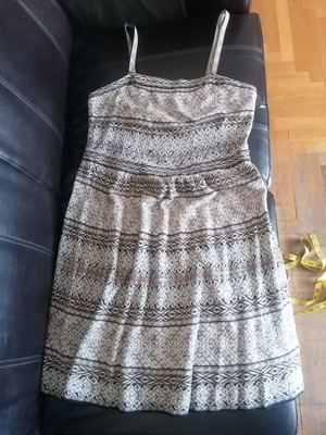 Peruvian Connection cotton dress used, black and beige, size L