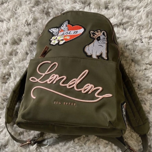 Ted Baker Slogan Appliqué Nylon Backpack like new, multicolor