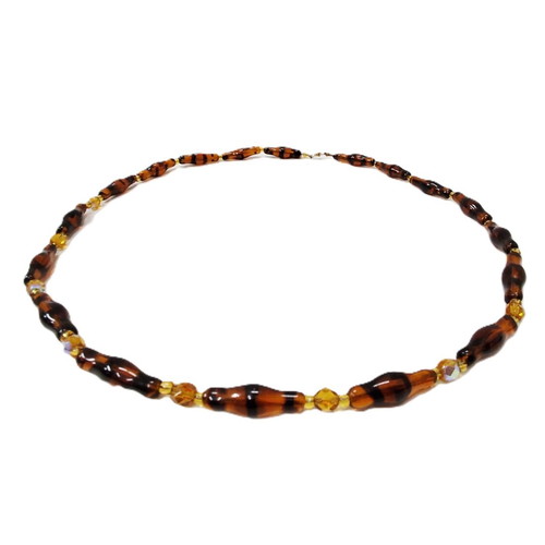 Vintage glass necklace faux amber 60 cm like new
