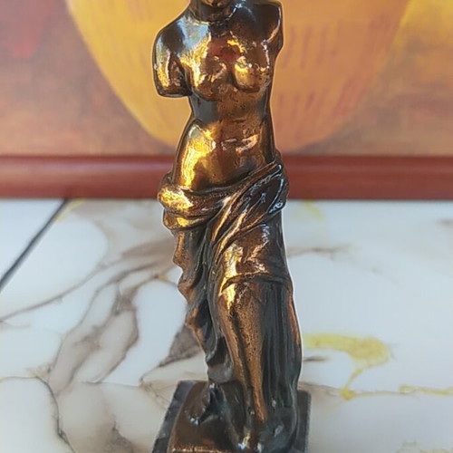 Aphrodite bronze decorative statue on marble base