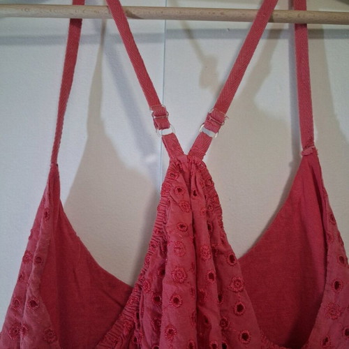 Pink cotton eyelet camisole used with embroidered details