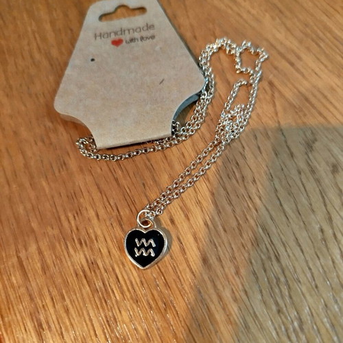 Handmade steel necklace Aquarius zodiac new, chain size 23