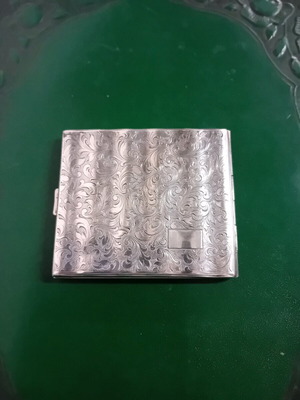Portable cigarette case used, alpaca silver-plated with wavy surface