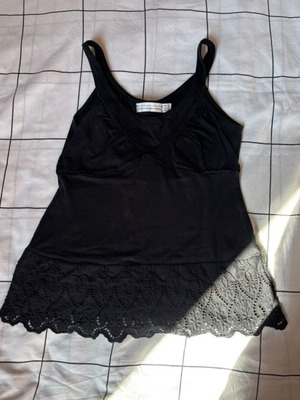 Zara Collection black tank top size S like new with lace embroidery