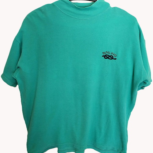 Short-sleeve t-shirt used, cotton turquoise, size Large