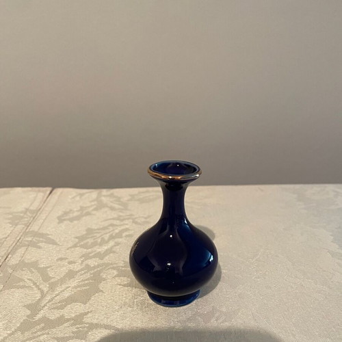 Fine Cobalt Vase καινούργιο μπλε με χρυσό 7 χ 5 εκ.