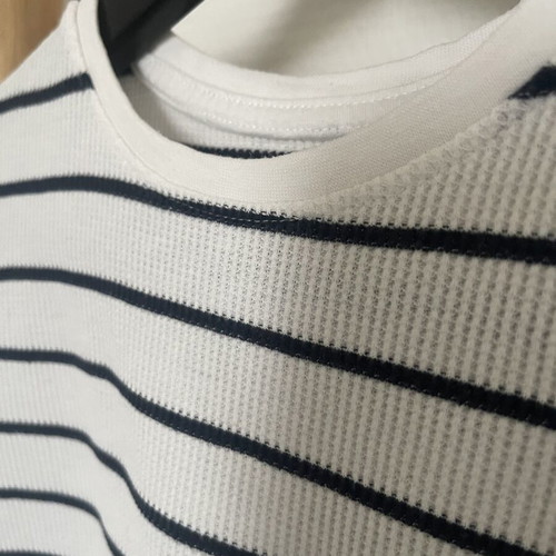 Primark boys' t-shirt size 128 white with blue stripes