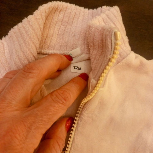Baby velour dress used, pink with embroidered bears 12 months