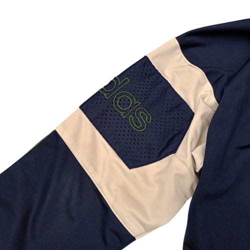 Adidas vintage hooded track jacket used, navy and green colorblock