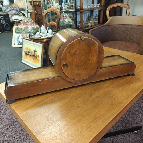 Vintage wooden clock used, solid wood with glass cover