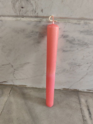 Two simple Easter candles pink and orange, new