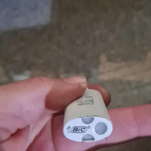 Metallic white mini lighter cases used, BiC type