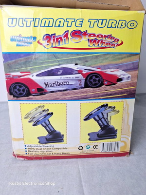 Ultimate Racer 3-in-1 Steering Wheel with Pedals and Gear Lever used for PS2 PS1 PS