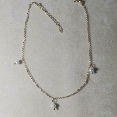 Silver gold-plated 925° anklet with pearls new