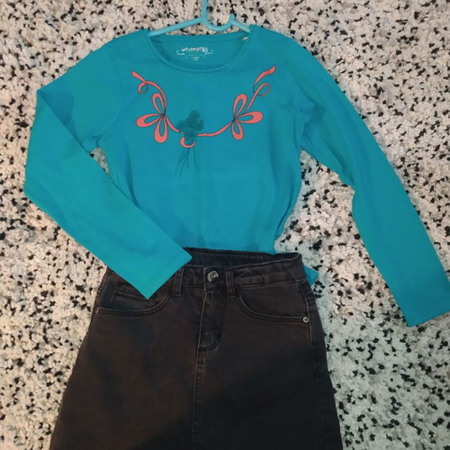Set jean skirt Hara with Orchestra top used, barely worn