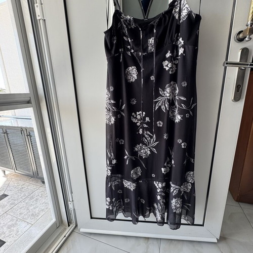 Sinsay Summer Dress Black and White with Floral Print New XXL