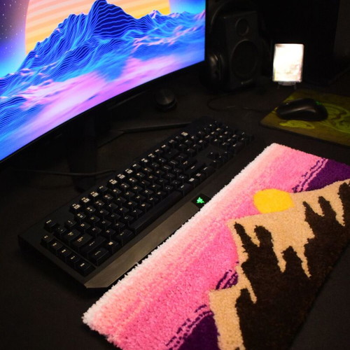 Handmade Landscape Keyboard Rug new, acrylic and natural wool
