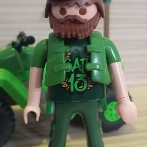 Playmobil fan of Panathinaikos on quadbike like new with team flag