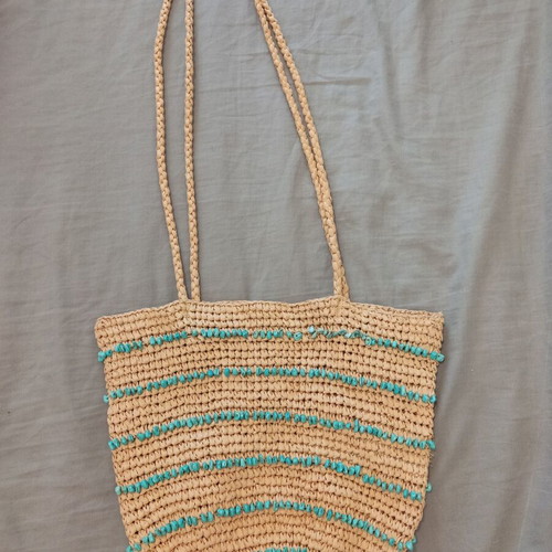 Zara summer boho chic shoulder bag with turquoise stones like new