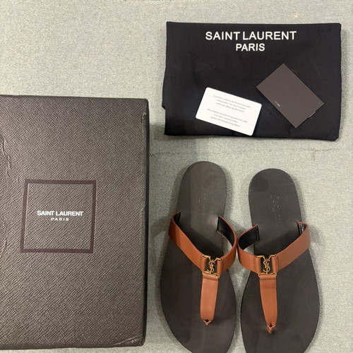 YSL flat sandals like new, leather, black and brown