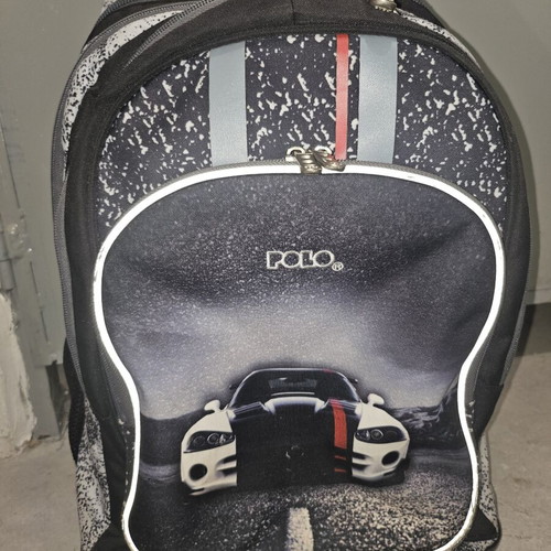 Polo backpack with wheels, 4 zip compartments, 2 mesh side pockets