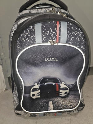 Polo backpack with wheels, 4 zip compartments, 2 mesh side pockets