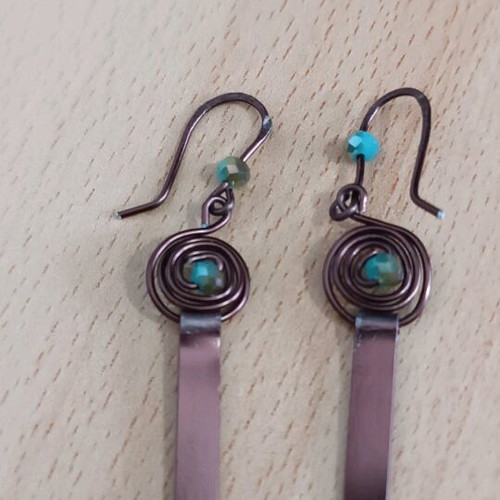 Bronze earrings with turquoise beads new, handmade