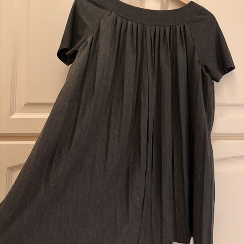 Three Dots blouse, dark gray, A-line with pleats