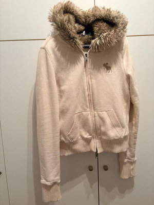 Abercrombie ζακέτα hoodie με faux γούνα σαν καινούργιο, μπεζ, μέγεθος L