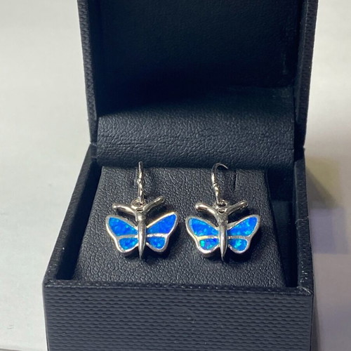 Silver butterfly earrings 925 new with opalite
