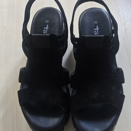 Tamaris sandals new, size 39, 7 cm platform, black