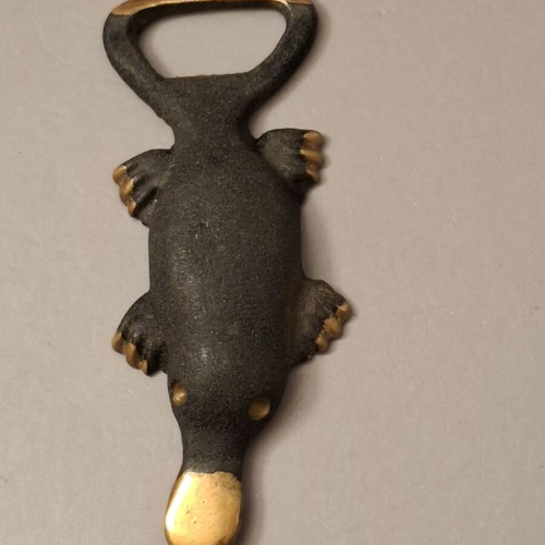 Vintage Brass Platypus Bottle Opener used, 9.5cm collectible barware