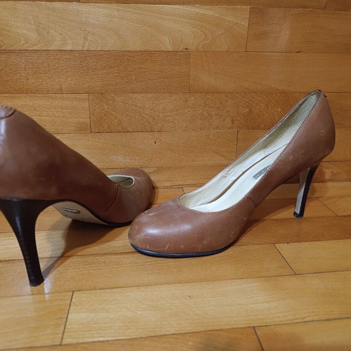 Buffalo Shoes brown high heels used, real leather size 39