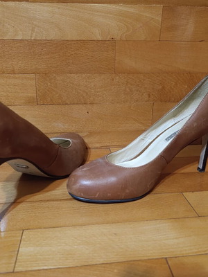 Buffalo Shoes brown high heels used, real leather size 39