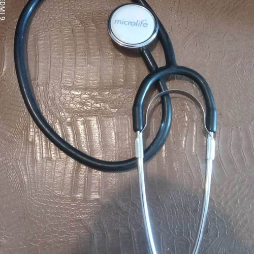 Vintage medical lot used with Microlife stethoscope, 2 scissors and Bayer box