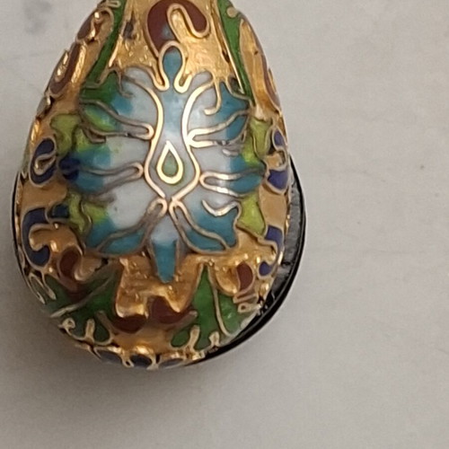 Vintage Cloisonné Egg Miniatures set like new on wooden bases