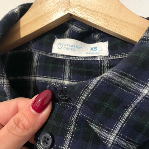 Primark Checked Shirt Blue Cropped New Size S