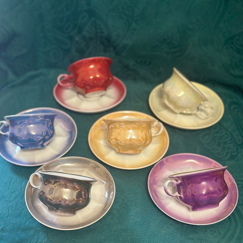 Korosten Russian Coffee Set Rainbow New Fine Porcelain