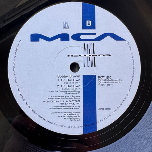 Bobby Brown On Our Own 12" Maxi Single used, pop