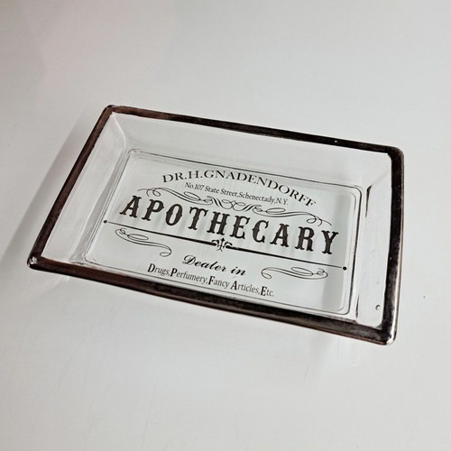 Decorative tray new with old New York apothecary theme