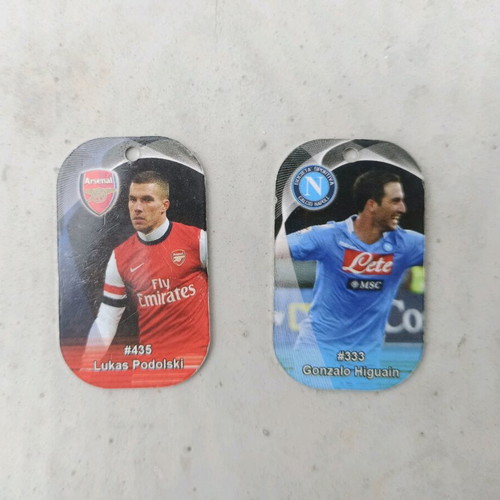 Metal football tags Podolski and Higuain like new
