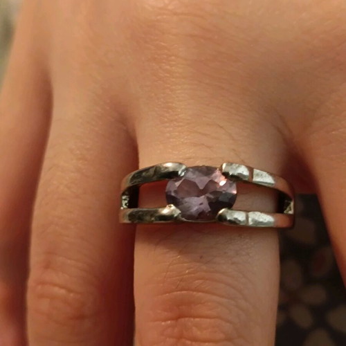 Ring with amethyst-type stone used, stainless steel