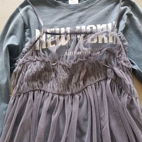 Zara girl sweatshirt dress with ruffles 13-14 years like new, gray