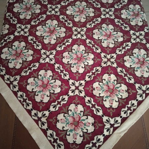 Handmade Counted Cross-Stitch Tablecloth 80x80 in Excellent Condition