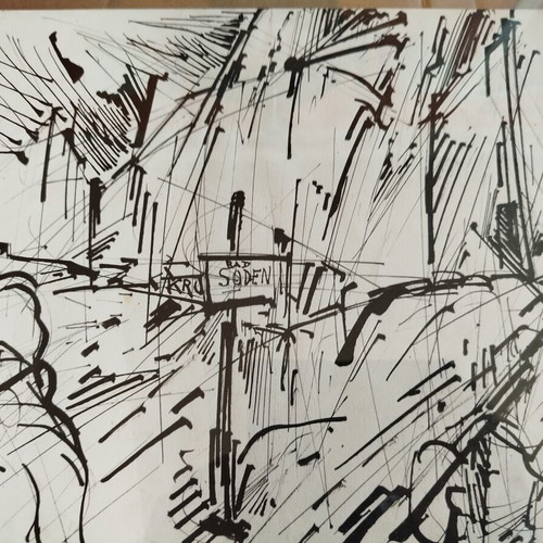 Alkis Pierrakos Ink Drawing on Paper like new