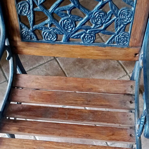 Outdoor patio set used with 3-seat sofa, 2 armchairs and rose design table