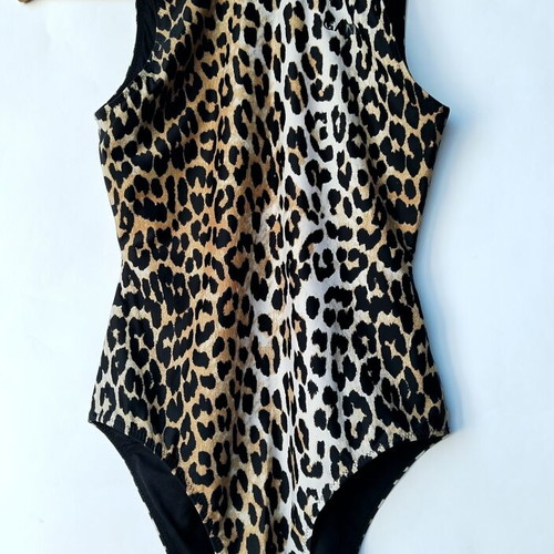Ganni leopard print one piece swimsuit new size 34