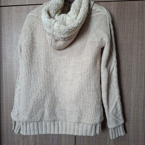 Bershka women's beige cardigan with fur, small, like new