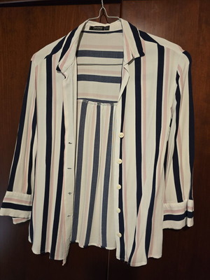 Bershka shirt size S like new, white with blue and pink stripes